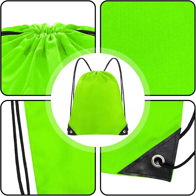 Grneric Drawstring Bags Bulk 14 Pcs Drawstring Backpack Bulk Cinch Bag Sackpack for Men Women Gym (Light Green)