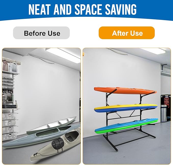 Kayak Rack for Outdoor Storage, Kayak Storage Rack, Adjustable Freestanding Kayak Rack Stand Holder for Paddleboard Surfboard for Indoor, Outdoor