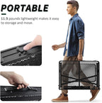 Folding Table with 2 Wing Panels, 3x2 FT Camping Table with Mesh Desktop,Height Adjustable Folding Grill Table with Mesh Bag,Portable Outdoor Table for Picnic,Camping,BBQ,Beach(Black)