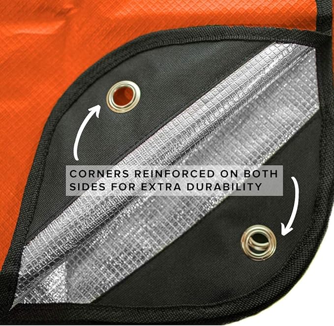 Arcturus Insulated Tarp, Reusable Heavy Duty Thermal Survival Blanket – 60x82in, Reflects 90% Body Heat, Waterproof, Windproof, 3-Layer Design, Reinforced Grommets, Orange
