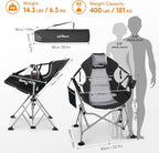 Oversized Hammock Camping Chairs, Folding Swing Chair with 1-Step Design, Swinging Hammock Chair with Adjustable Backrest, Lumbar Support & Headrest for Outdoor&Indoor, Support 400LBS, Black