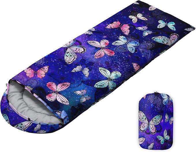 Sleeping Bags for Adults Youth Kids,3D Printing Camping Sleeping Bag for Girls Boys Lightweight Waterproof Cold/Warm Weather Sleeping Bag for 3 Seasons