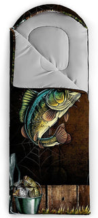 Sleeping Bags for Adults and Kids，3D Printing Camping Sleeping Bag for Girls Boys Lightweight Waterproof Cold/Warm 3-Season，Outdoor Travel with Compression Bags