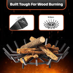 IDZO 27in Fire Grate Log Grate Wrought Iron Fire Pit Round Spider Wagon Wheel Firewood Heavy Duty Bar Fireplace Stove Burning Rack Holder 4Legs Black