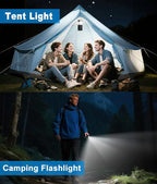 Camping Lantern Rechargeable, Solar & USB C Powered 2-in-1 Flashlight &Tent Light, Emergency Camping Light, Hanging Lanterns for Power Outages, Black 4 Pack