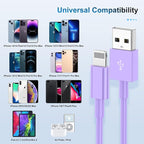3 Pack Apple MFi Certified Charger Cable 3Ft, Lightning to USB Cable Cord 3 Foot, 2.4A Fast Charging,Apple Phone 3 Feet Long Chargers for iPhone 14/13/12/11/X/XS/XR/SE/8/7/6/5 Plus Pro Max Mini Purple