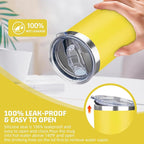 20 oz Tumbler with Lids and Straws, Stainless Steel Insulated Travel Coffee Mug, Double Wall Vacuum Insulated Tumblers, Powder Coated Coffee Tumbler for Cold & Hot Drinks (Yellow, 6 Pack)