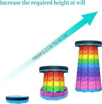 Portable Stool with Swivel Cushion Bag&Carabiner,Collapsible,More Sturdy and Lightweight Camping Telescoping Stool for Mountain Hiking BBQ,Max Load Capacity 440LBs