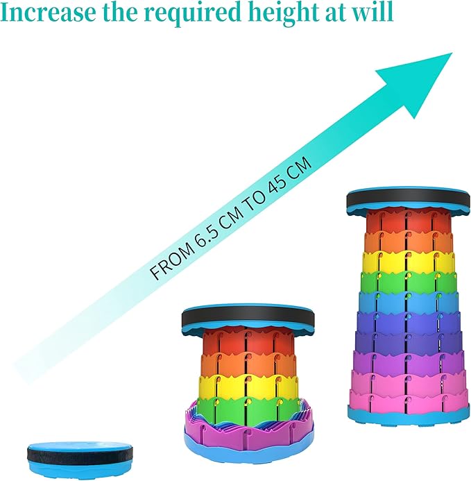 Portable Stool with Swivel Cushion Bag&Carabiner,Collapsible,More Sturdy and Lightweight Camping Telescoping Stool for Mountain Hiking BBQ,Max Load Capacity 440LBs