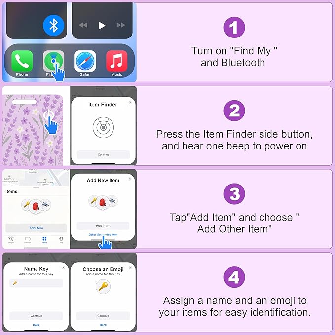 Wallet Tracker Card (iOS Only), Rechargeable Bluetooth Smart Tracking for Apple Find My Compatible Anti Tracker for Men Women Slim Item Locator for Purse Passport Key Luggage Tag (1Pcs/Purple FLR)