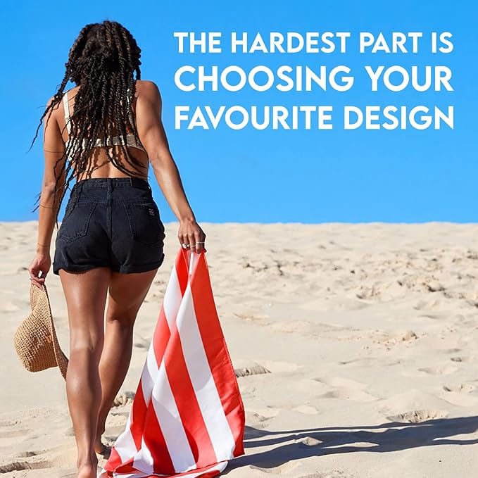 Dock & Bay Beach Towel - Quick Dry, Sand Free - Compact, Lightweight - 100% Recycled - Includes Bag - Cabana - Waikiki Coral Red - Extra Large (200x90cm, 78x35)