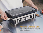 Onlyfire Charcoal BBQ Grill Hibachi Grill with Grid Lifter, Portable Yakitori Grill with Stainless Steel Grate, Barbecue Stove for Outdoor Camping Picnic Patio Backyard Cooking, GS306