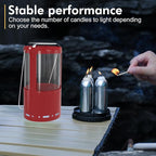 Candle Lantern, Decorative 3-Wick Emergency Candlestick Holder for Pillar Candles, Portable Red Warmer Lantern, Camping Gear for Campers Use, Hanging Handheld, NO Candles Included