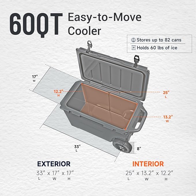 EchoSmile 25/30/35/40/60/75 Quart Rotomolded Cooler, Built to Stand up to The Rigors of The Journey