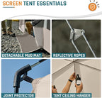 Screen House Tent 13x9ft Screen Room Mesh Gazebos w/ 2 Magnetic Doors, Included Projection Screen, Camping Tent Screened Canopy Shelter for Outdoor Patios Backyards Activities (Beige)