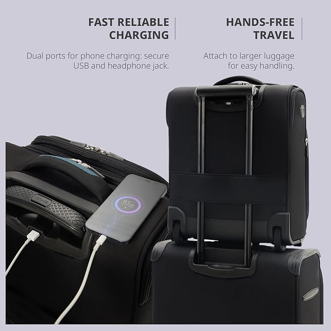 Verage Carry On Underseat Luggage with 2 Wheels & USB Port, 16 Inch Wheeled Spinner Bag Carry-on Luggages for Airlines, Lightweight Suitcase Men Women, Pilots and Crew(16-Inch Rolling Underseat Pro)