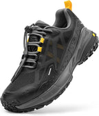 FitVille Men Waterproof Hiking Shoes Extra Wide Walking Shoes Slip-Resistant Trekking Trainers All-Terrain Quick Lace Sneakers for Travel, Camping, Running