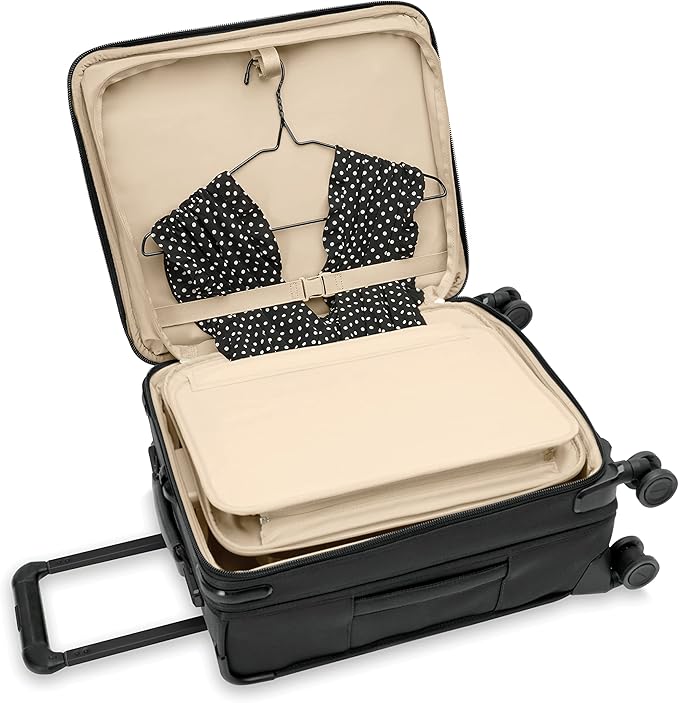 Briggs & Riley Global 21" Carry On Expandable Spinner - Luggage for International Travel, Suitcases with Wheels, Softside Rolling Bag for Men & Women, Self-Repairing Zipper- Baseline Collection, Black