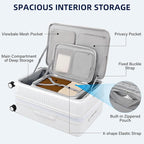 Hard Shell Expandable Luggage Sets 2 Piece with Spinner Wheels Cup Holder, Top Opening Lightweight Luggage Rolling Suitcase with Lock, Carry On And Checked Luggage Set 2 Piece (White, 20/28)