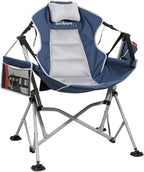 Oversized Hammock Camping Chairs, Folding Swing Chair with 1-Step Design, Swinging Hammock Chair with Adjustable Backrest, Lumbar Support & Headrest for Outdoor&Indoor, Support 400LBS, Blue