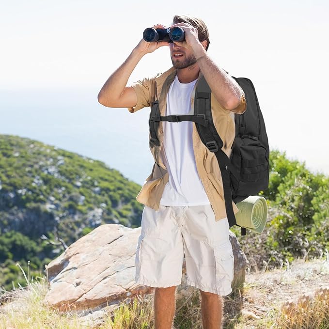 35L Tactical Backpack for Men, MOLLE Military Bug Out Bag, Waterproof Rucksack for Hiking with Hydration Port Black