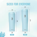 Coolflask Water Bottle 40 oz Fits Car Cup Holder, Slim Tumbler Stainless Steel with Straw & Handle, Vacuum Flask Leakproof Wide Mouth for Travel Sports Gym, Blue