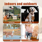 Collapsible Dog Bowls, 2-in-1 Silicone Pet Food and Water Bowl with Carabiner, Portable Double Compartment Dish for Travel, Camping, Hiking Puppy Essentials (Brown)