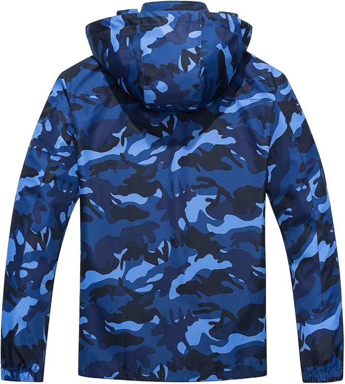 TACVASEN Men's Rain Jacket Lightweight Windbreaker with Hooded Water Resistant Outdoor Raincoat for Hiking Travel Camping