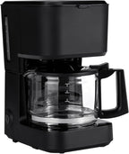 Amazon Basics 5 Cup Drip Coffee Maker, Coffee Machine with Glass Coffee Pot (0.8 Qt), Auto Shut-off, Auto Pause, Removable Filter Basket, Matte Black