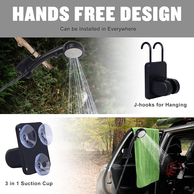 Portable Shower for Camping, [Long-Lasting] Spopal 6000mAh Rechargeable Camping Shower with Intelligent LED Display, 4 Spray Modes, IPX7 Waterproof Outdoor Camp Pump for Hiking, Travel, Car, Pet