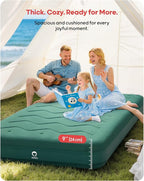 QPAU Twin Size Air Mattress Camping Pad – 9” Thick R8–10 Insulated Inflatable Mattress with Foam Comfort & Foot Pump, Twin Air Mattress for Camping, Road Trips, and Home Guests (Full Size)