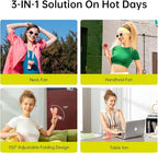 JISULIFE Handheld Fan Life7 – Ultimate Flexibility: High-Power Motor, LED Display, 13 Hrs Cooling, 3600mAh Rechargeable, 5-Speed, Foldable Design, 3-IN-1 Portable Fan for Travel Cruise Beach(Pink)