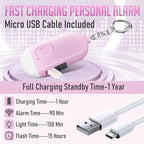 Self Defense Keychain Personal Alarm- 130dB Rechargerable Self Defense Alarm Keychian with Emergency LED Flashlight - Security Personal Protection Device for Women Girls Kids Elderly