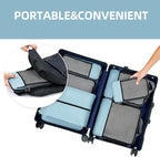 BAGAIL 4 Set/6 Set/8 Set Compression Packing Cubes Travel Accessories Expandable Packing Organizers (Half Mesh, 6-Dusty Blue)