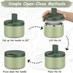 12oz Insulated Vacuum Food Jar with Buckle Lid Wide Mouth Soup Thermo for Hot Food Kids Leakproof Stainless Steel Lunch Container- Green- 1Pack