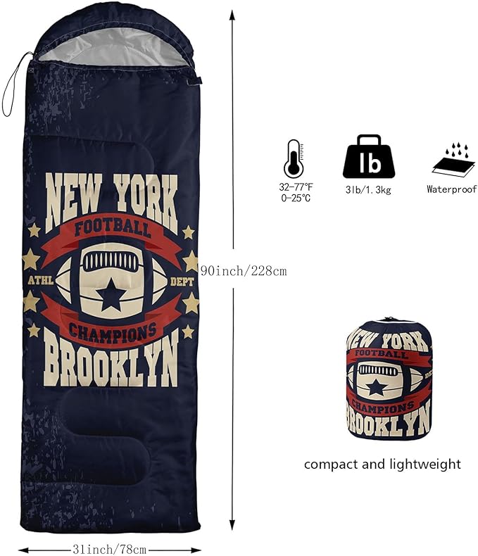 Kids Sleeping Bag for Boys Girls,Rocket Moon Print-Lightweight Warm Portable Outdoor Indoor-Waterproof Cold Weather Resistant Sleeping Bag for Camping Hiking