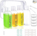 Travel Bottles for Toiletries 8 Pack 3.4oz TSA Approved Travel Size Containers Leak Proof Plastic 0.35oz Small Cream Jars Refillable Squeeze Bottles for Shampoo Conditioner Lotion(Clear)