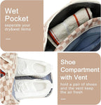 BLUBOON Duffle Bag Girls Kids Cute Gym Bag with Shoes Compartment & Wet Separation Waterproof Sports Overnight Travel Bag