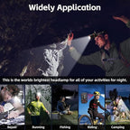 Headlamp Rechargeable 90000 Lumens Ultra Bright Head Lamp Super Bright Hard Hat Light Zoomable IPX54 Headlight Camping Accessories 6 Modes Waterproof Headlight Camping Gear for Adults Cycling Running