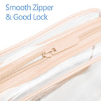 F-color TSA Approved Toiletry Bag 3 Pack Medium - Clear Makeup Bag Travel Quart Size for Women Men, Clear Cosmetic Bag Airport Airline Compliant Carry on Bag, Pink