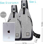 Small Sling Bag Crossbody Backpack Over the Shoulder Bag for Men Women Travel Outdoors, Lightweight Sling Chest Pack (Large, Grey)