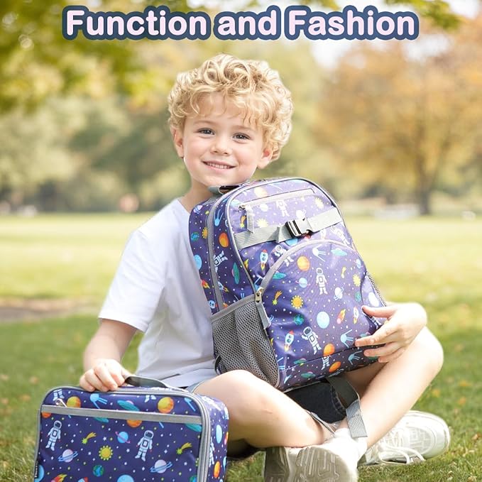 FlowFly Kids Backpack for Toddler Boys Girls, Simple Lightweight Bookbag for Daycare Kindergarten Elementary School Travel, Small Modern Bag (Medium 15'', Glitter-Rainbow)