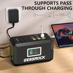 GENSROCK Portable Power Bank, 24,000mAh Portable Laptop Charger with 150W Peak AC Outlet, 8-Port Compatible with iPhone Series, MacBook, Dell, Samsung for Outdoor Camping Home Office Emergency.