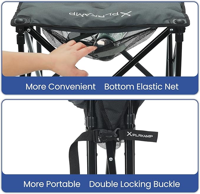 Padded Camping Stool, 18 Inch Oversized Camping Foot Rest, 500lb Camping Chairs Outdoor Footstool Portable Camping Ottoman for Camping Gardening Fishing w/Storage Net Carry Bag(2, DarkGreen)