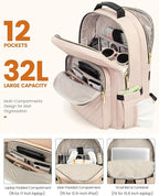 LOVEVOOK Laptop Backpack for Women, Travel Computer Work Bags with 17-inch Laptop Compartment, College School Student Bag Teen Backpacks For Girls, Outdoor Carry On Backpack Purse, Antiquewhite