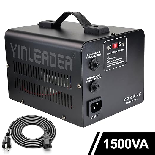 Yinleader 1500W 110V to 220V or 220V/230V/240V to 110V/120V Power Converter Step Up/Down Voltage Transformer Converter for Use 220V Overseas Appliances