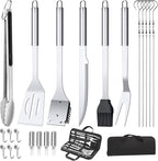 22PCS BBQ Grill Set, BBQ Grill Tools Set for Outdoor Grill with Hooks & Carry Handbag, BBQ Tools Grilling Accessories Kit for Camping/Backyard, Grilling Gifts for Men Dad