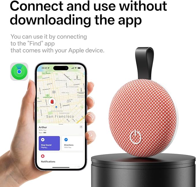 Air Tracker Tags, Bluetooth Tracker Works with Apple Find My (iOS Only), Smart Tag with Keychain, Item Finder for Luggage/Key/Suitcase/Pets/Wallet, Replaceable Battery (Orange, 1 Pack)