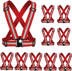 Reflective Strap Safety Vest Gear - 2-10 Pack Adjustable High Visible Reflective Running Gear for Women Men Night