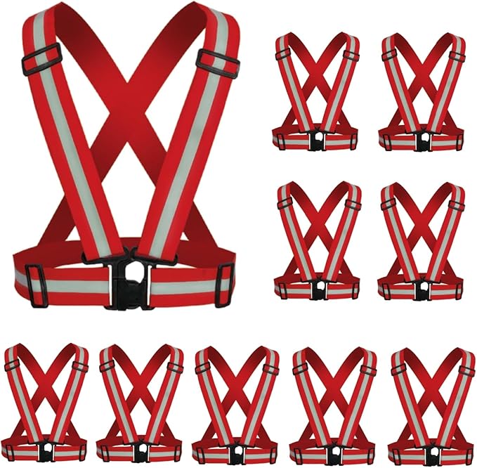 Reflective Running Vest 2-10 Pack, High Visibility Reflective Gear Night Cycling Safety Vest Strap for Men Women Kids